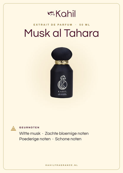 Fragrance notes of Kahil Musk al Tahara Extrait de Parfum 50 ml: white musk, soft floral notes, powdery notes, clean notes