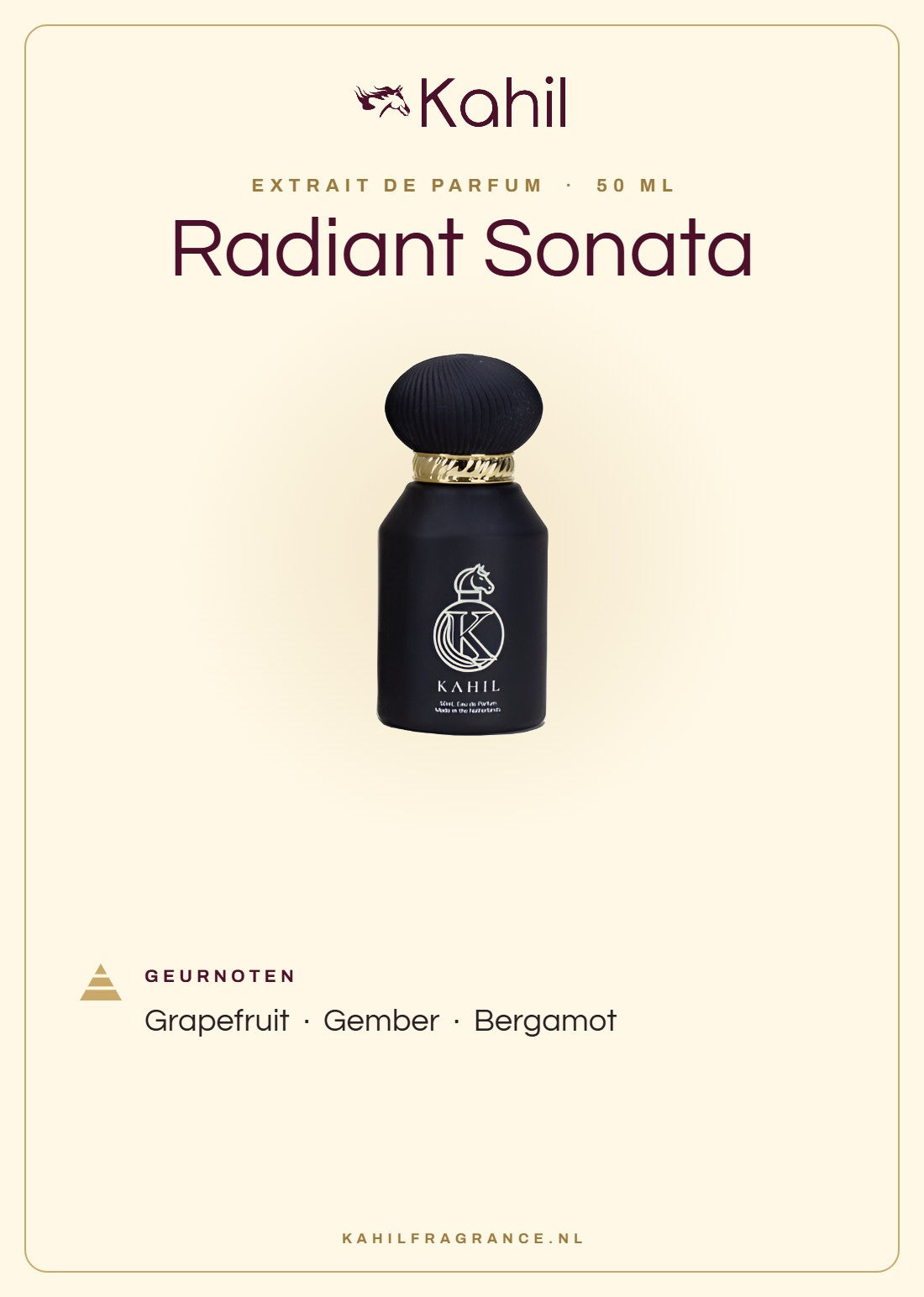 Duftnoten von Kahil Radiant Sonata Extrait de Parfum 50 ml: Grapefruit, Ingwer, Bergamotte