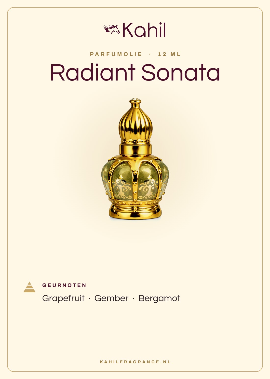 Duftnoten von Kahil Radiant Sonata Parfümöl 12 ml: Grapefruit, Ingwer, Bergamotte